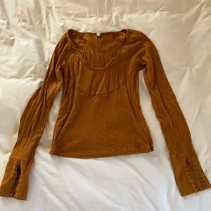Free People mustard long sleeve top